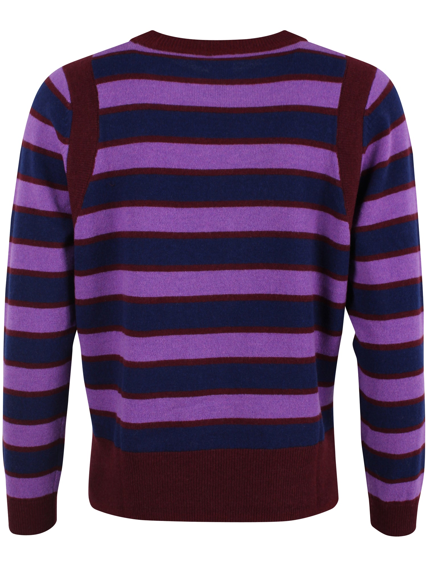 Fin sweater i merinould med blå og lilla striber til kvinder
