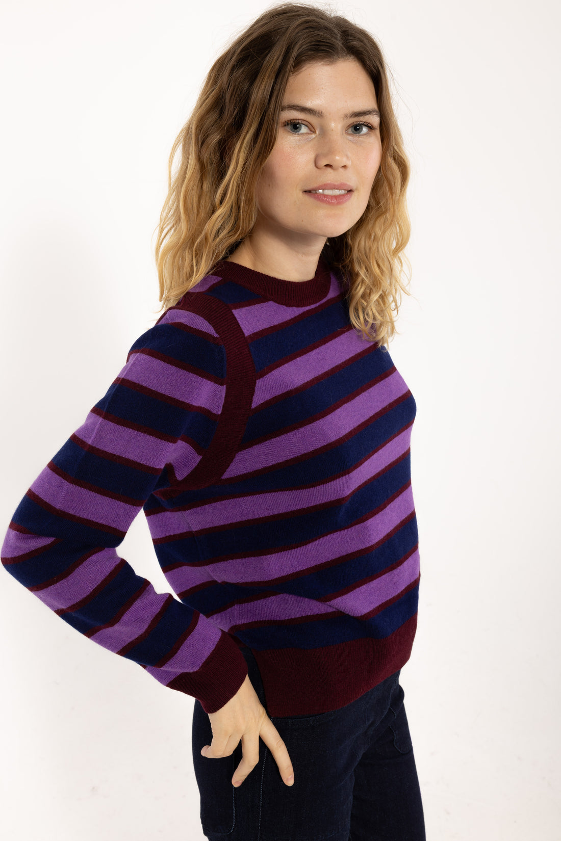 Daneverse Merino Wool Sweater Deep Blue/Purple