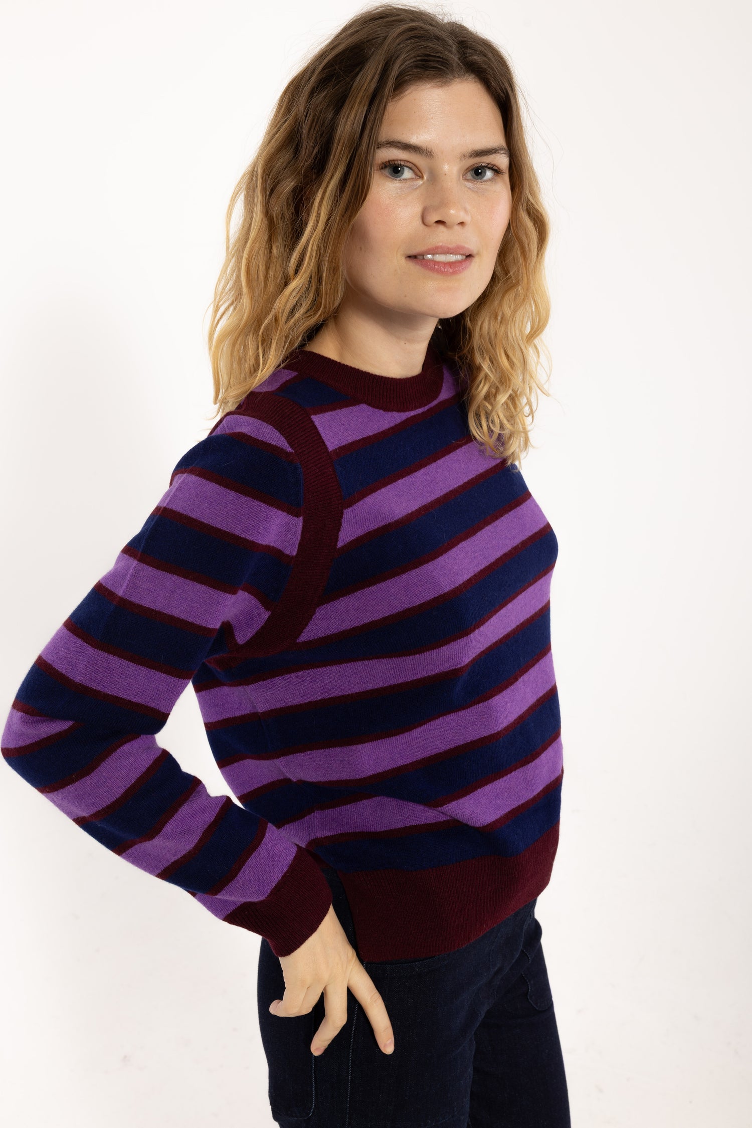 Daneverse Merino Wool Sweater Deep Blue/Purple