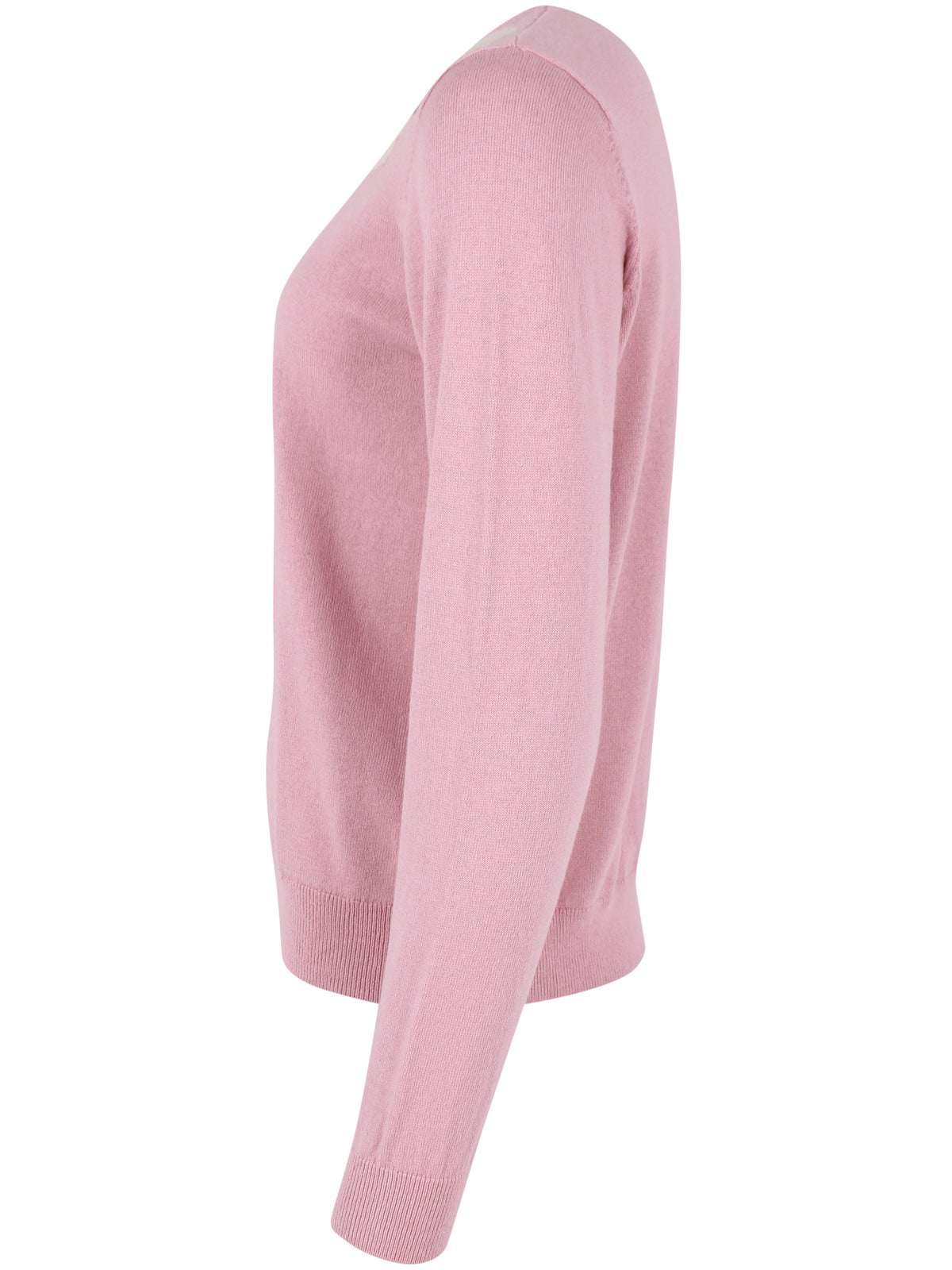 Fin gammelrosa sweater i uldmix og med sødt blomstermønster til kvinder