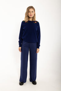 Danevibe Merino Wool Sweater Deep Blue FLOWER