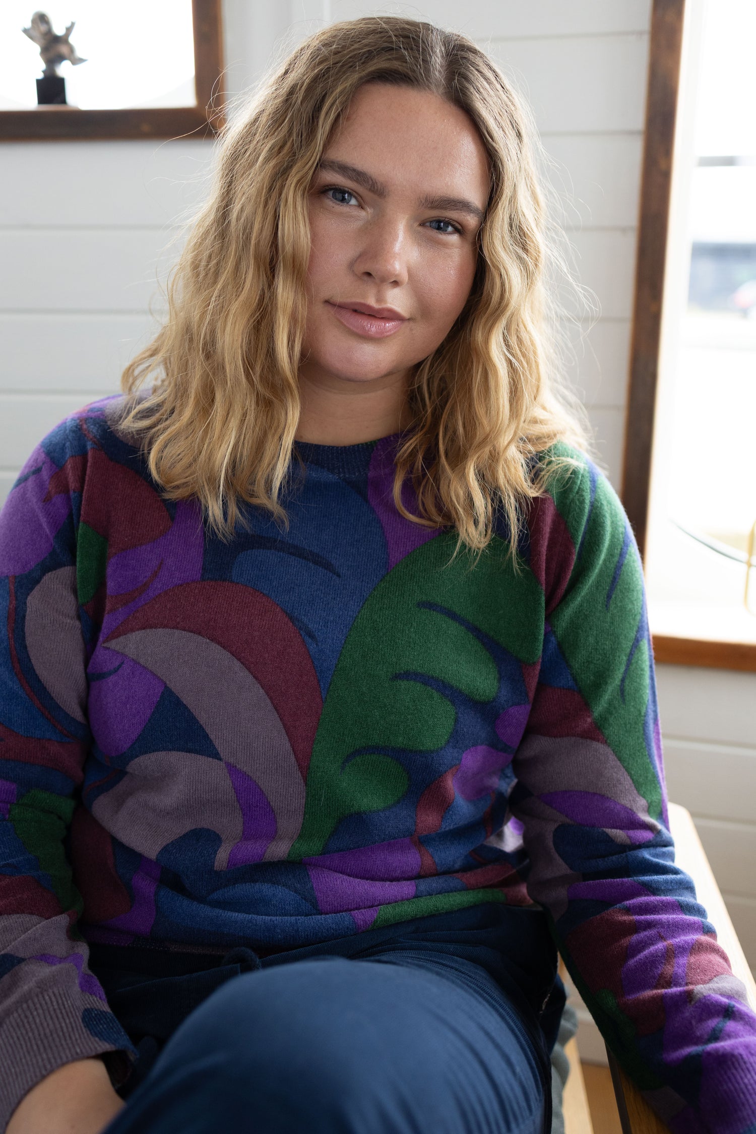 Danevibe Merino Wool AOP Sweater Deep Blue TROPS