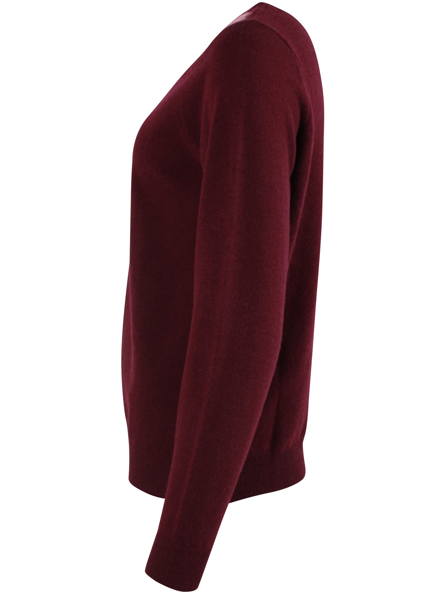 Sød vinrød sweater i 100% merinould med blomstermønster til kvinder