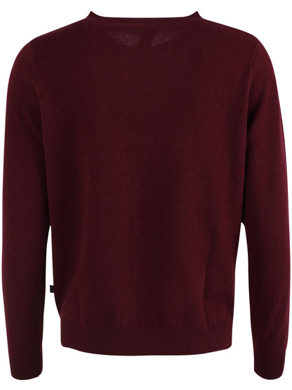 Sød vinrød sweater i 100% merinould med blomstermønster til kvinder