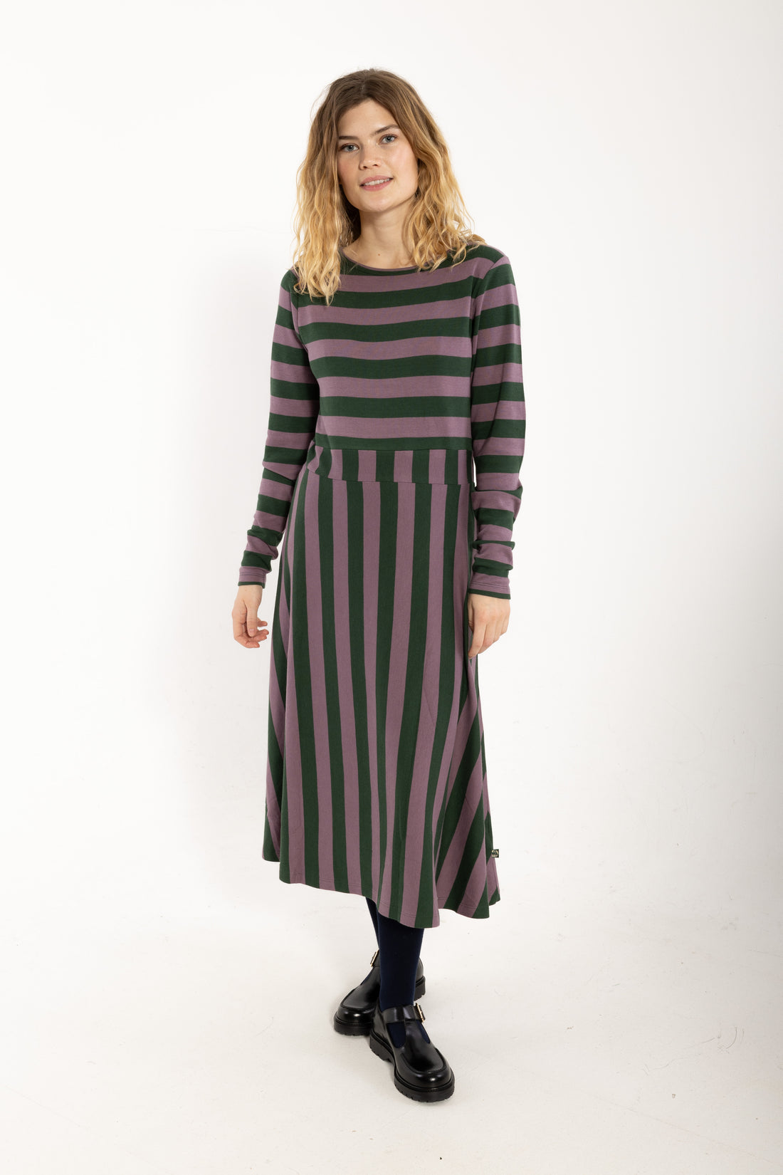 Daneviborg LS Interlock Dress Dark Forest/Grey Plum