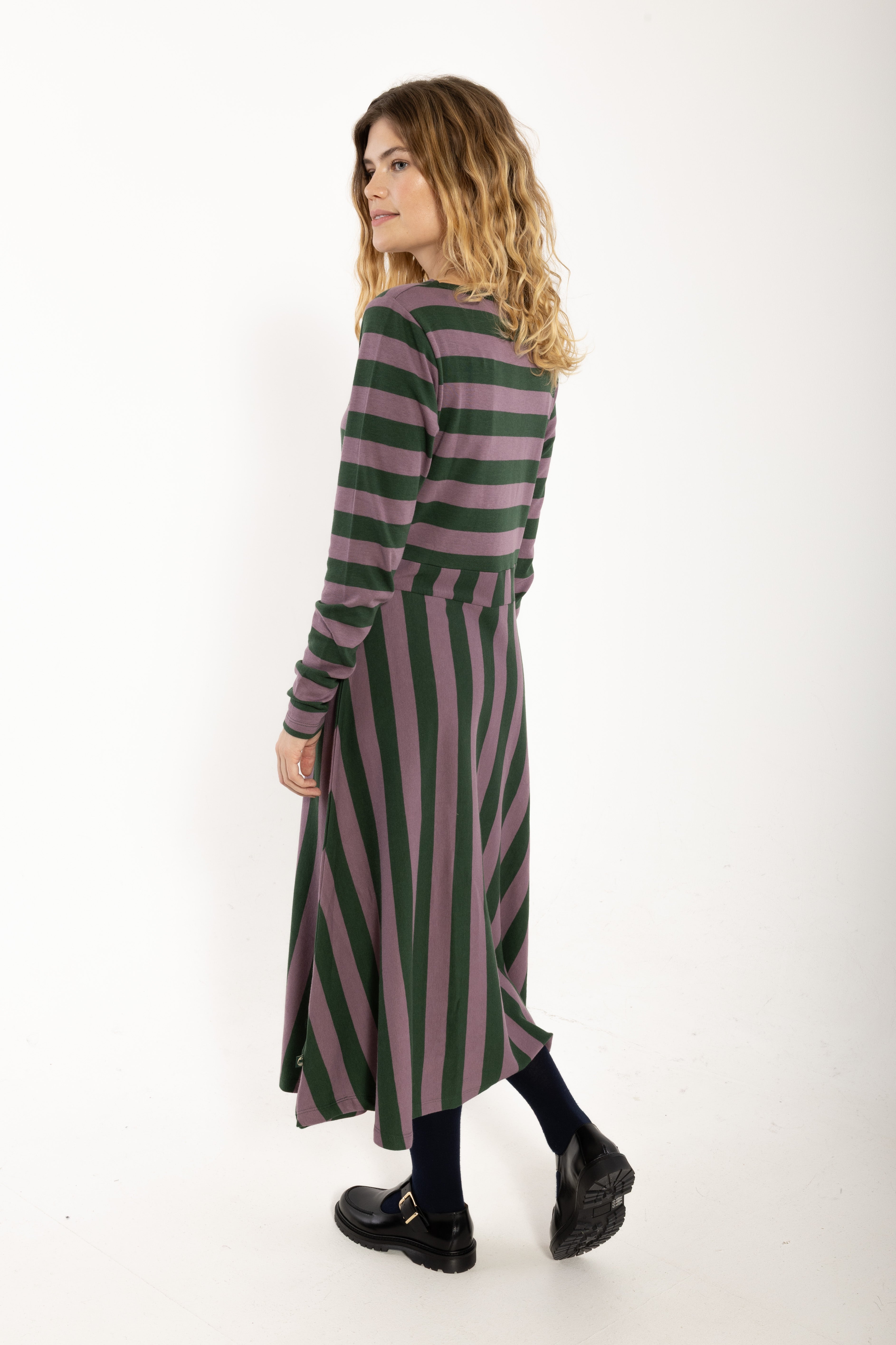 Daneviborg LS Interlock Dress Dark Forest/Grey Plum