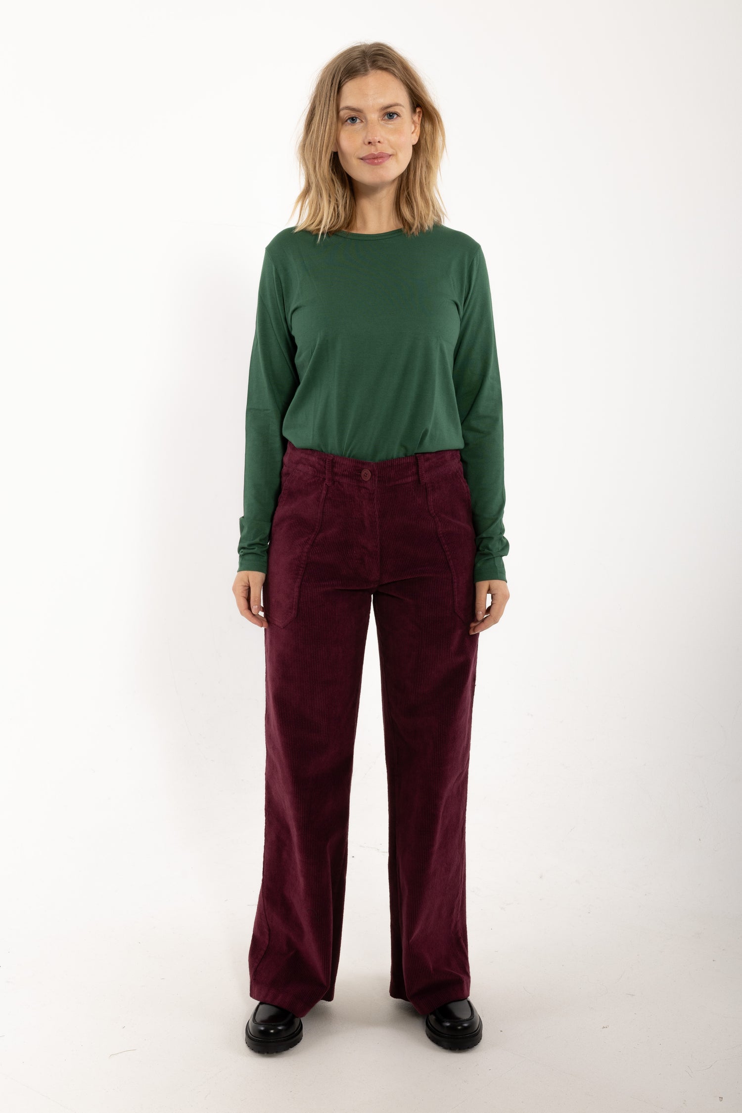 Daneplanet Cord Stretch Pants Dark Cherry