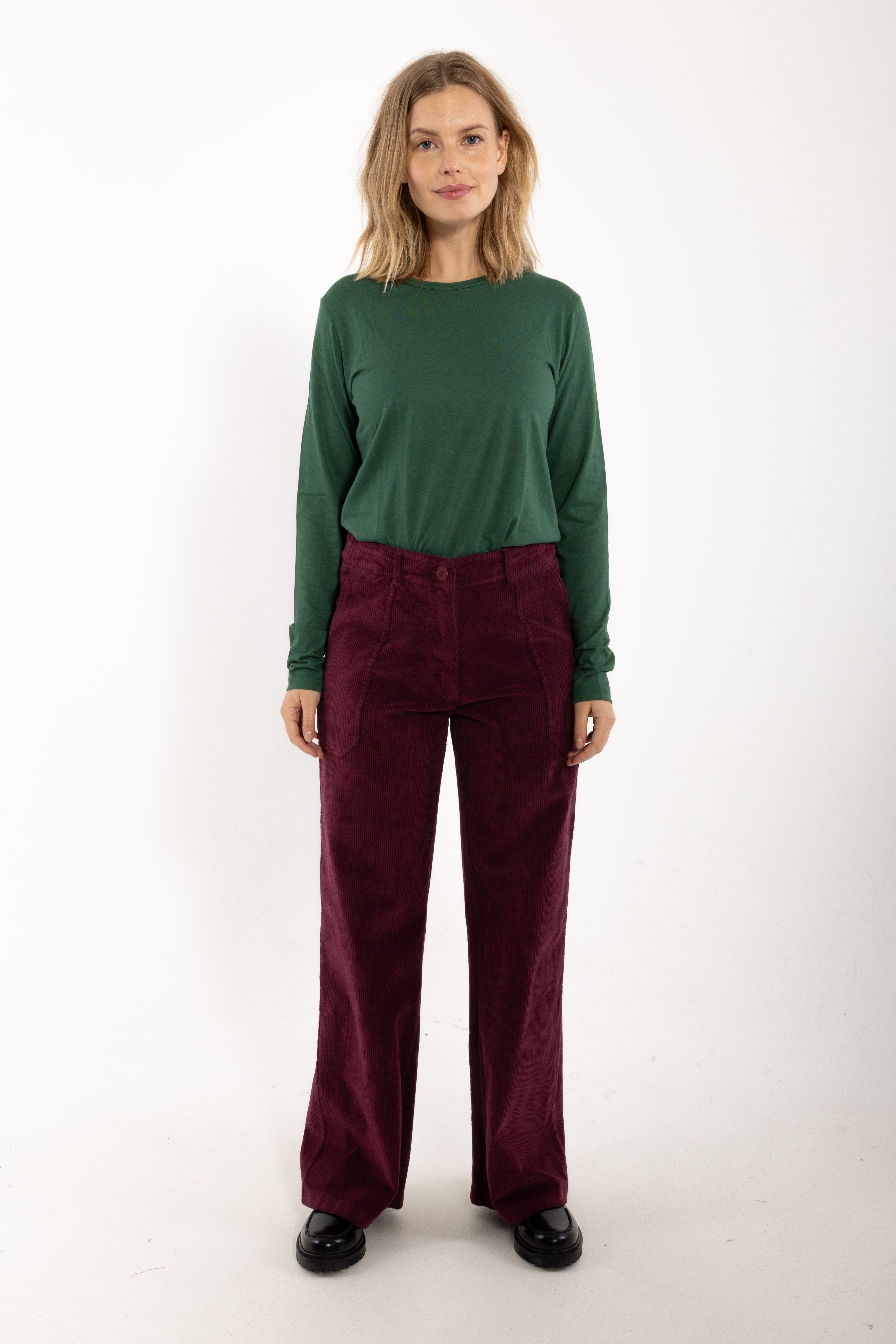 Daneplanet Cord Stretch Pants Dark Cherry