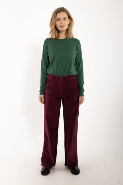 Daneplanet Cord Stretch Pants Dark Cherry