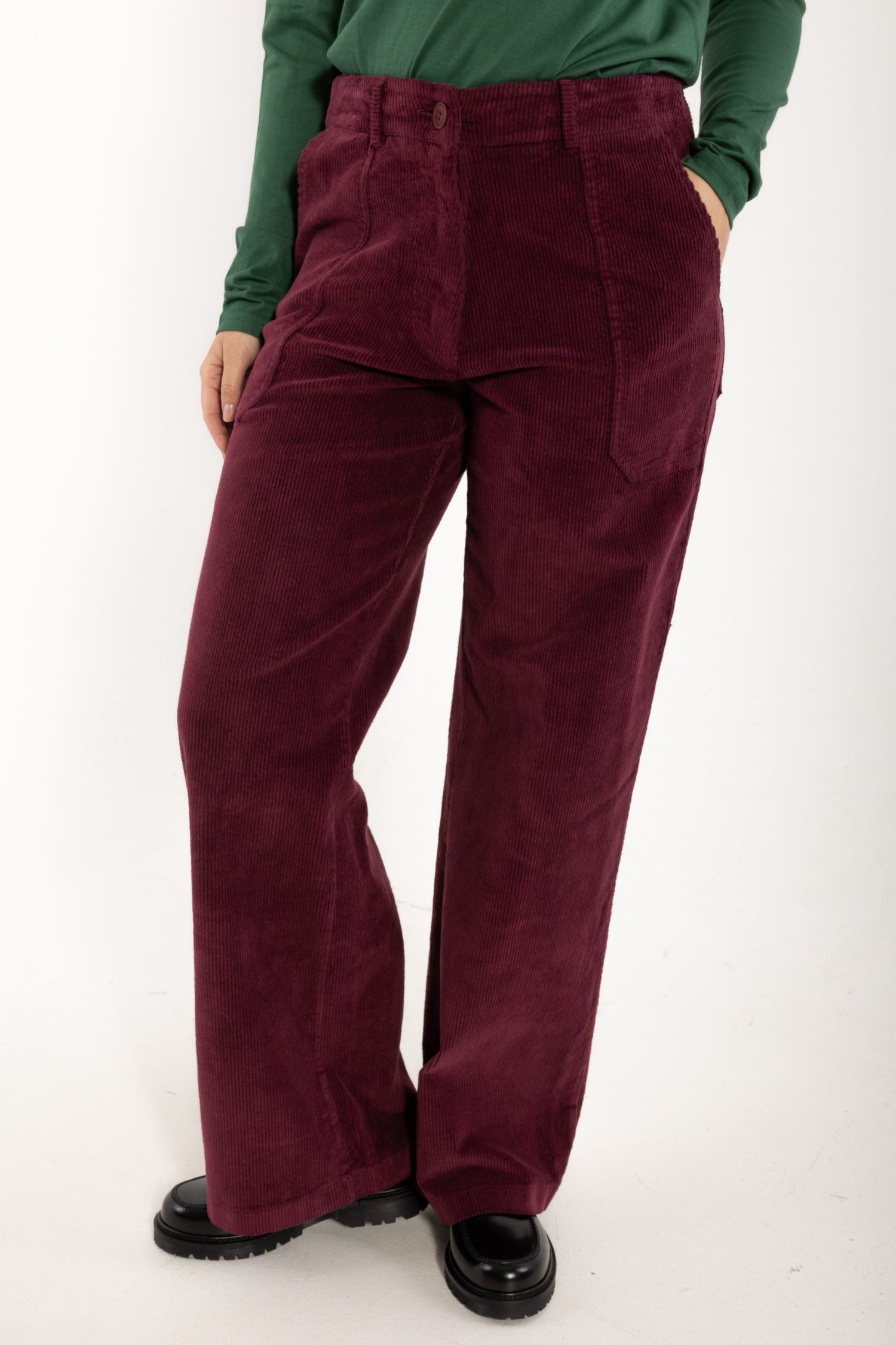 Daneplanet Cord Stretch Pants Dark Cherry