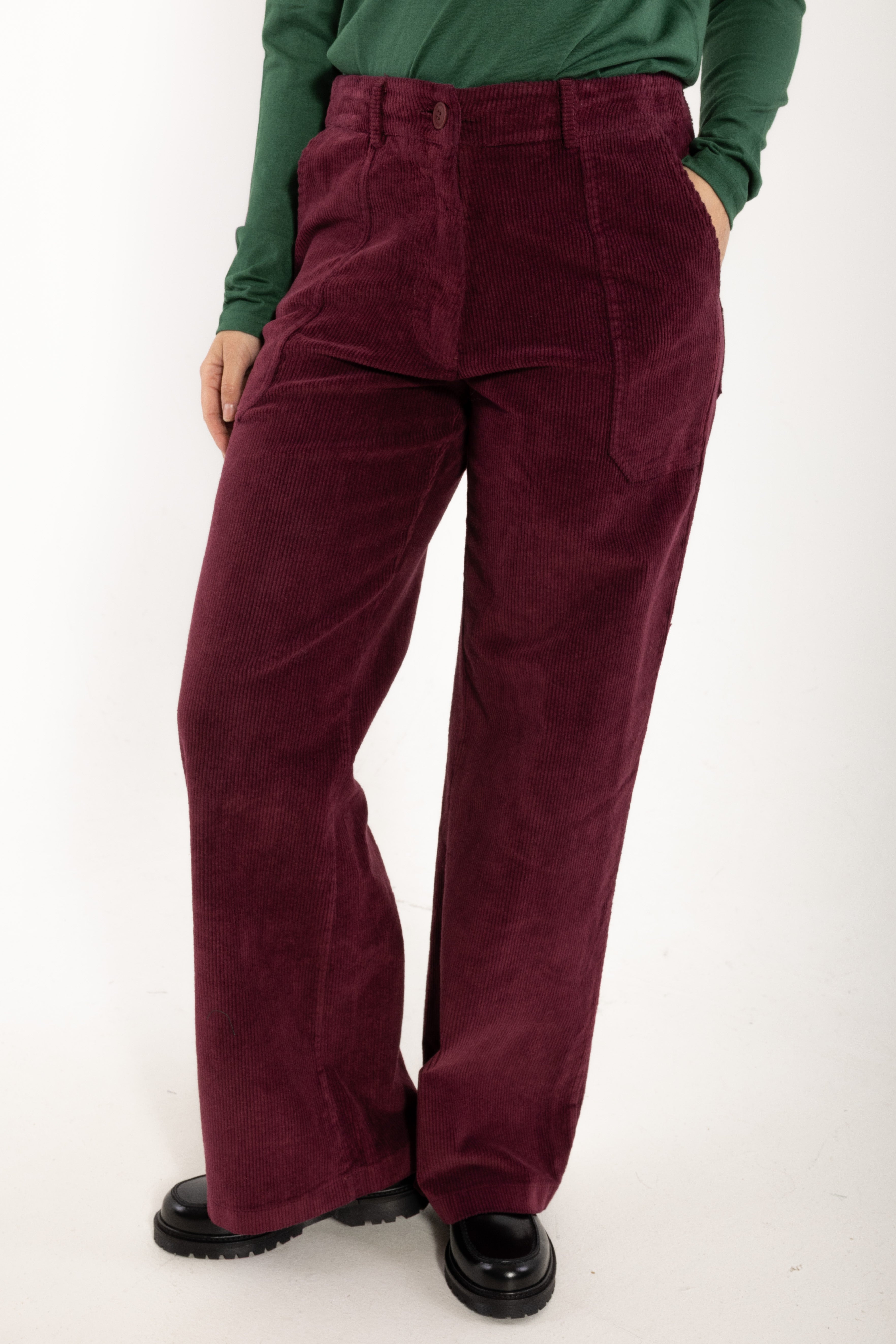 Daneplanet Cord Stretch Pants Dark Cherry
