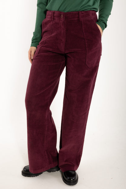 Daneplanet Cord Stretch Pants Dark Cherry