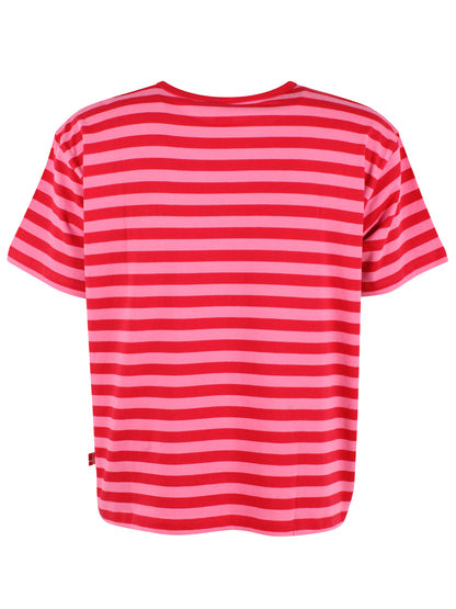 Danebasic Boxy Stripe Tee Dark Red/Soft Cherry FREJA