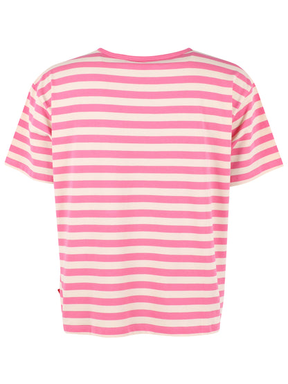 Danebasic Boxy Stripe Tee Soft Cherry/Light Beige EGERN