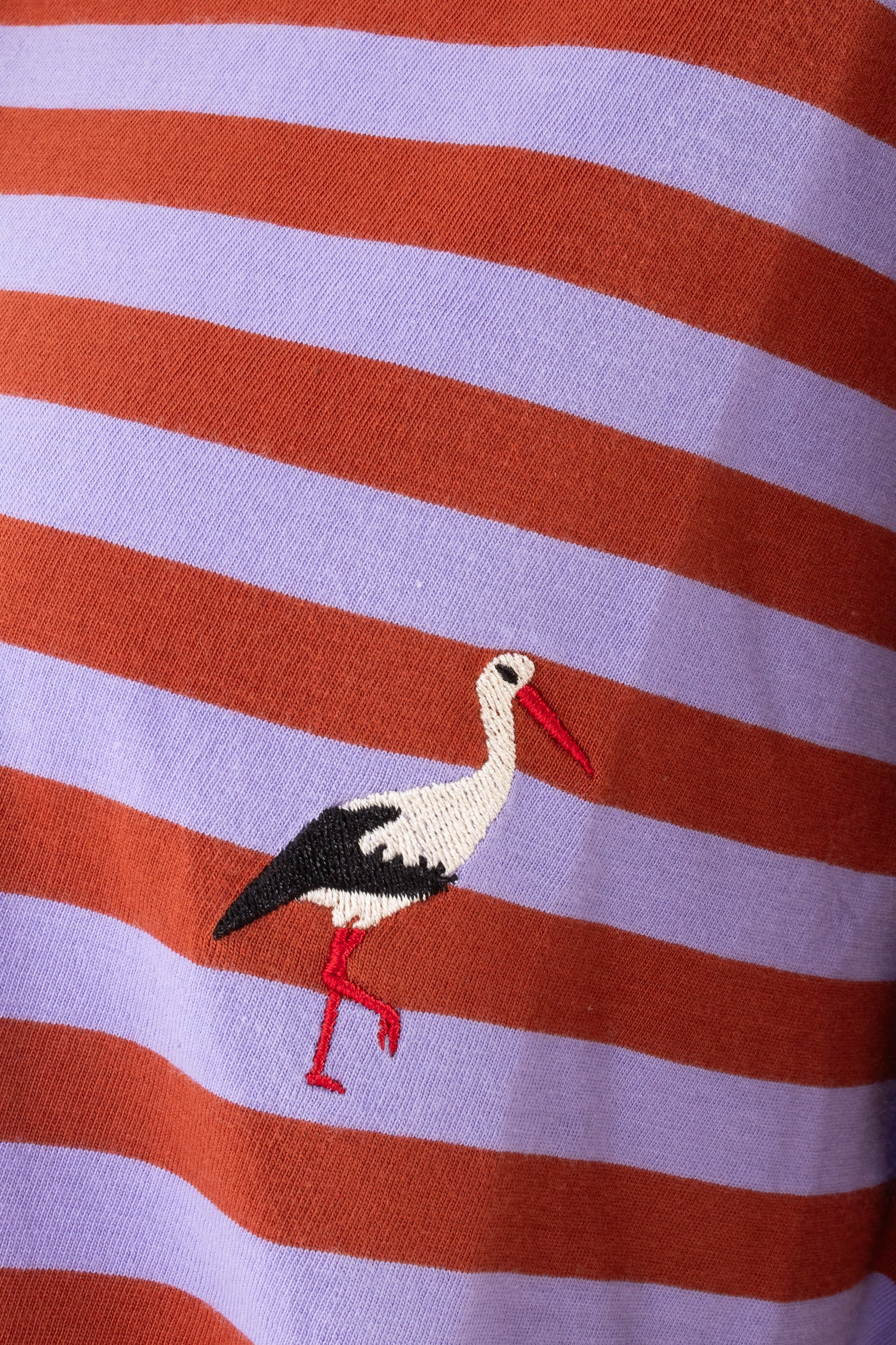 Danebasic Boxy Stripe Tee Light Lilac/Chili STORK