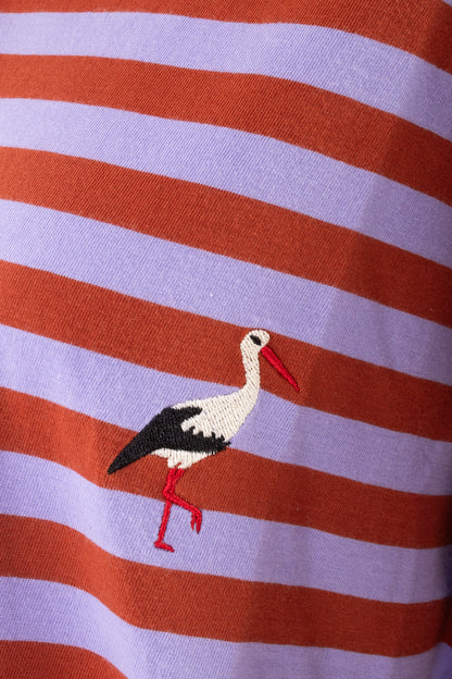 Danebasic Boxy Stripe Tee Light Lilac/Chili STORK