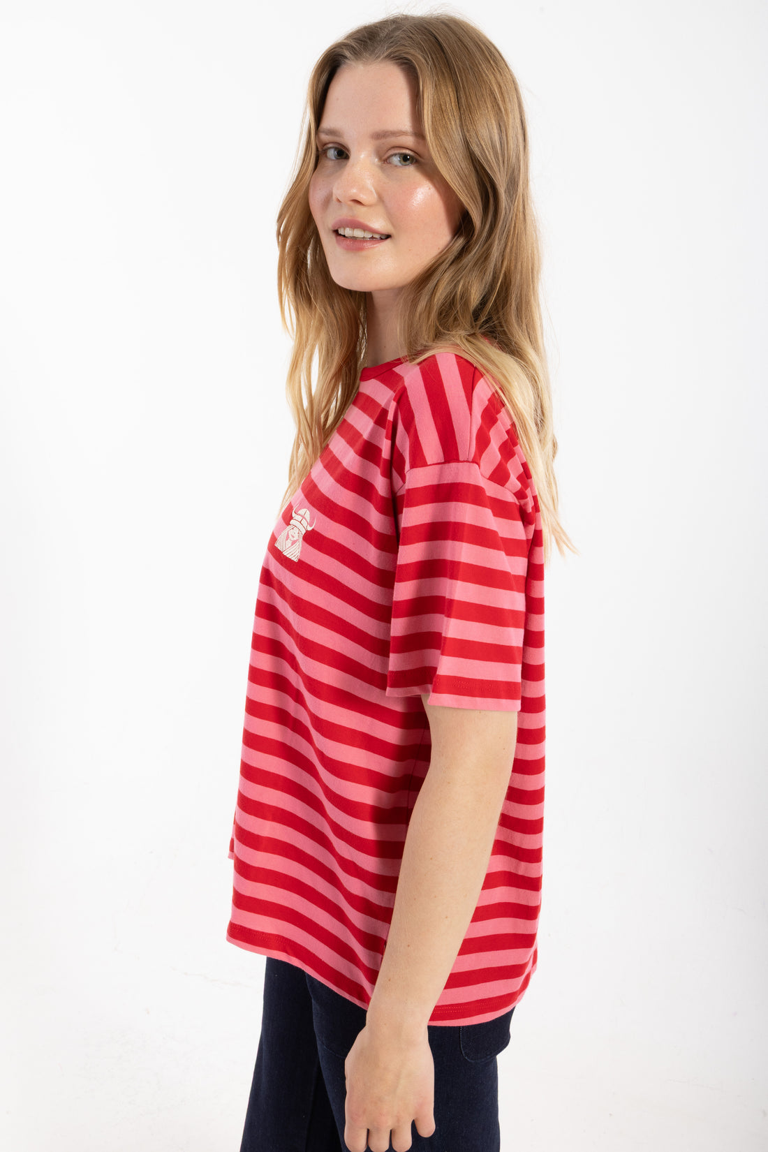 Danebasic Boxy Stripe Tee Dark Red/Soft Cherry FREJA