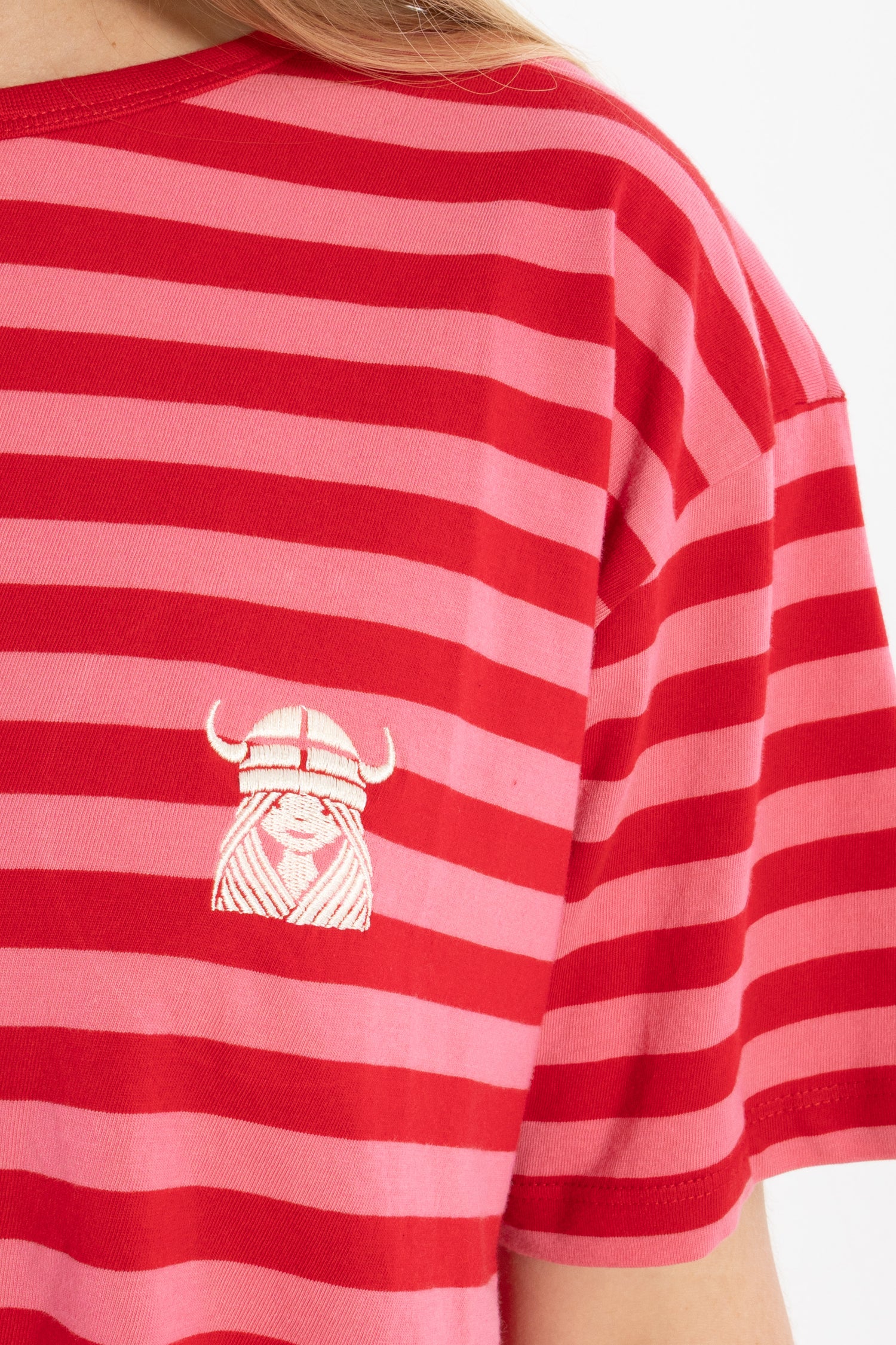 Danebasic Boxy Stripe Tee Dark Red/Soft Cherry FREJA
