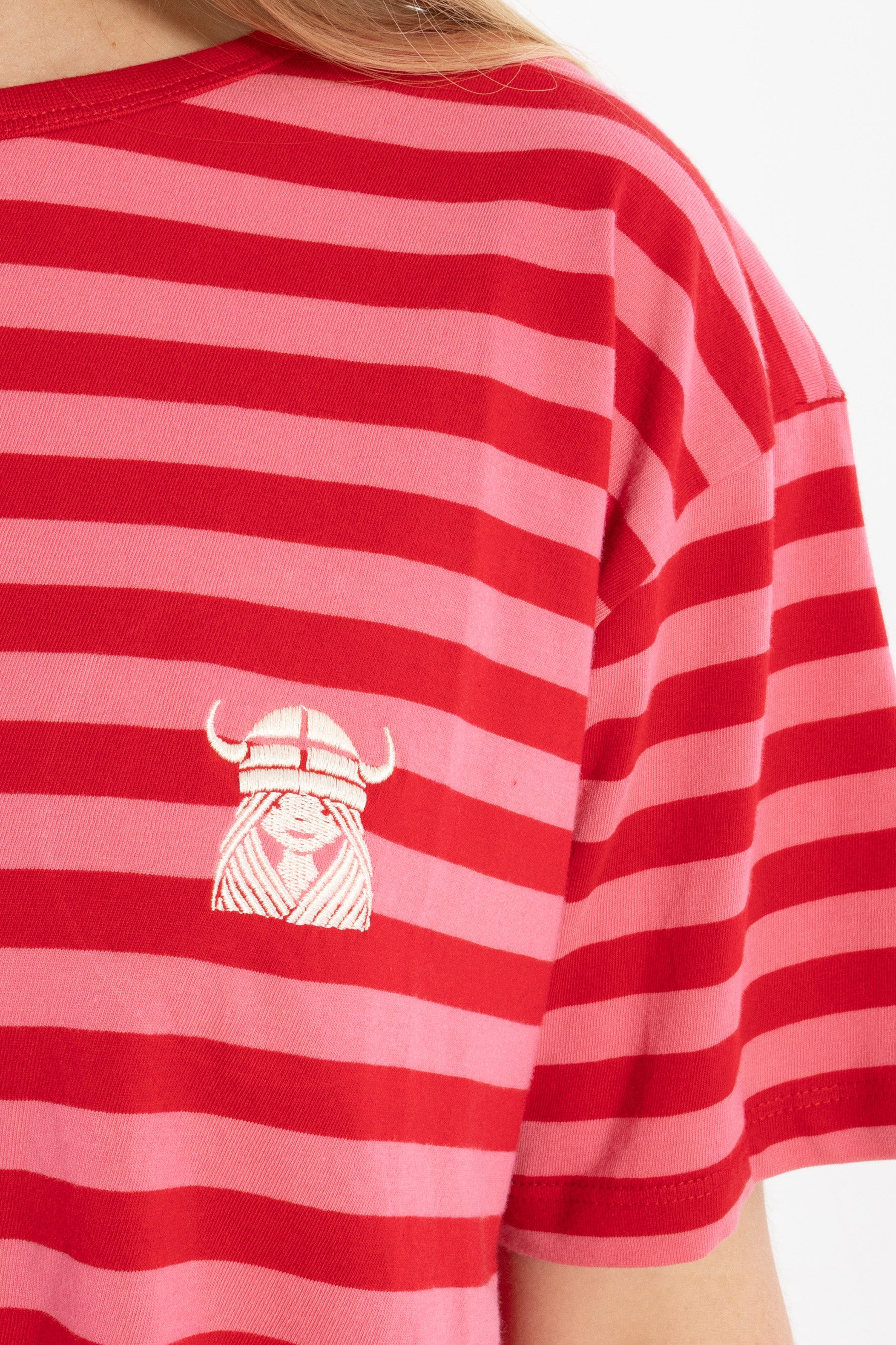 Danebasic Boxy Stripe Tee Dark Red/Soft Cherry FREJA