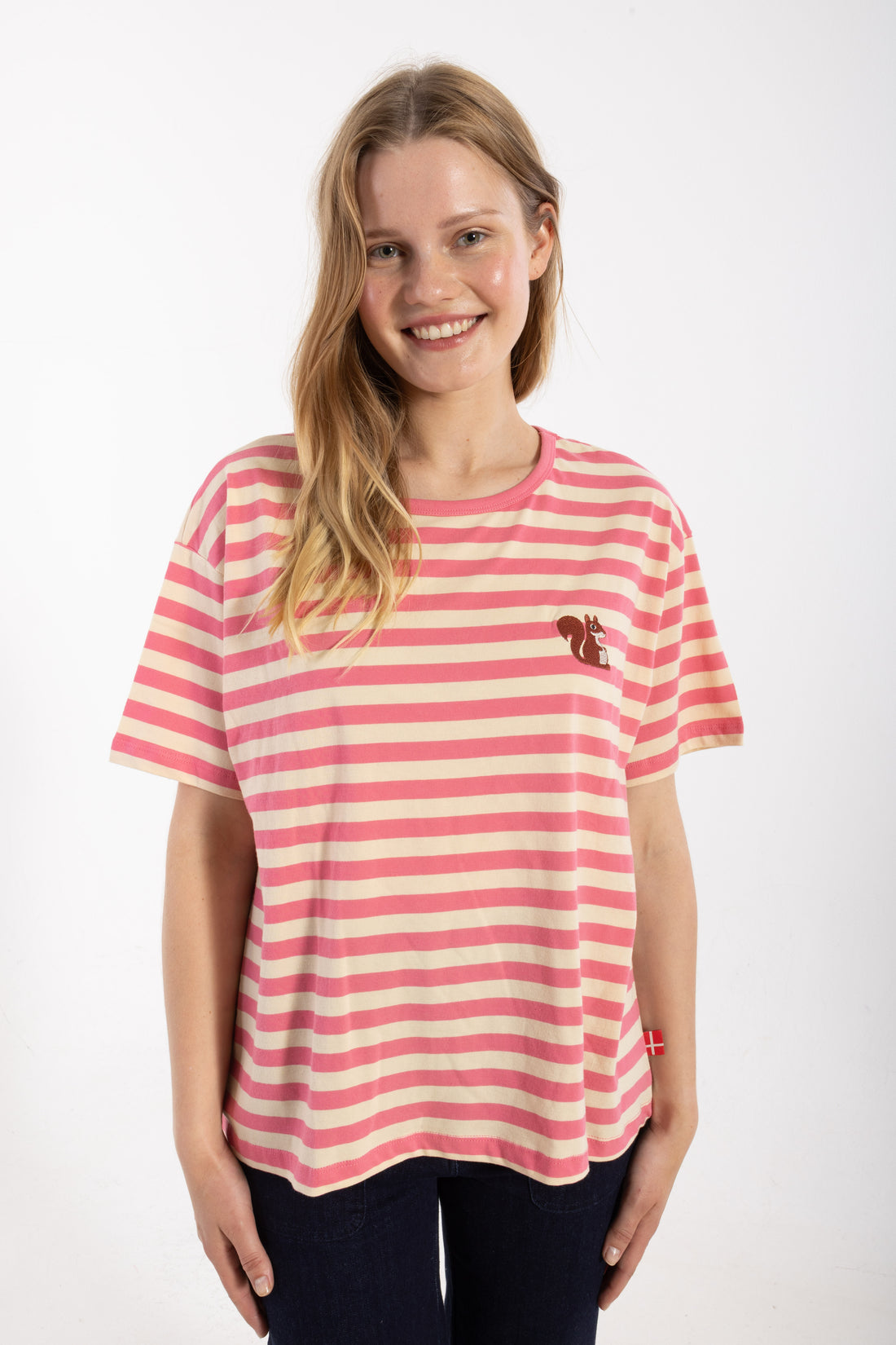 Danebasic Boxy Stripe Tee Soft Cherry/Light Beige EGERN