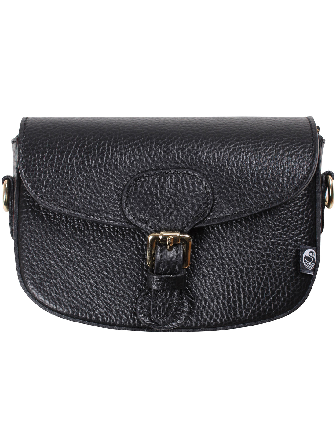 Sort læder skuldertaske lavet af ægte italiensk læder.