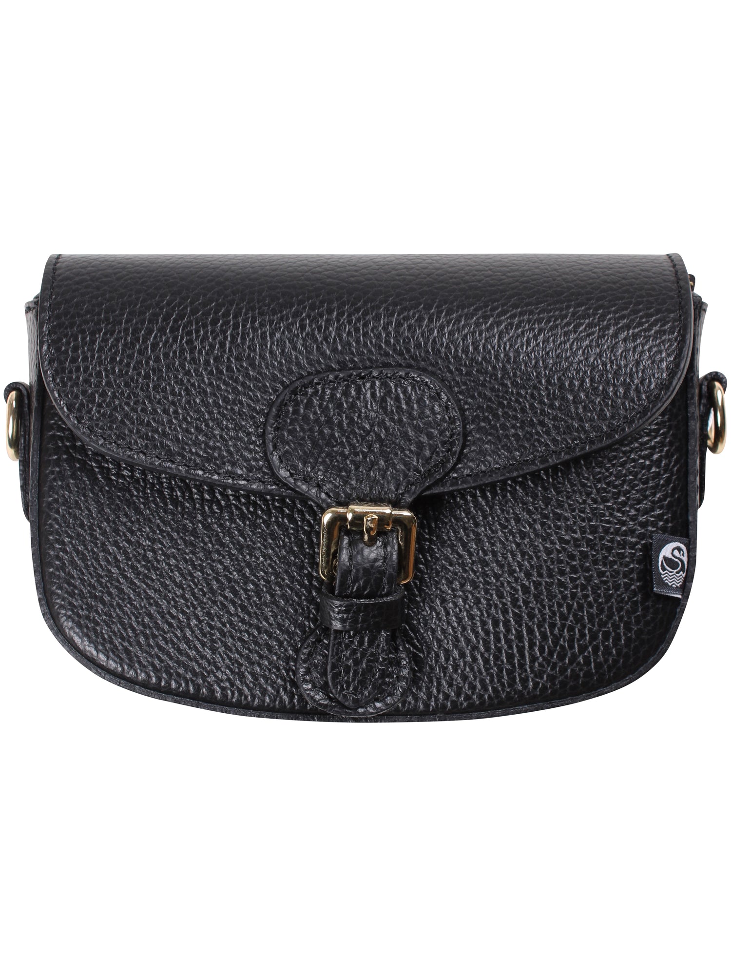 Sort læder skuldertaske lavet af ægte italiensk læder.