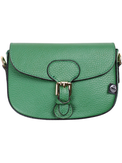 Grøn læder skuldertaske lavet af ægte italiensk læder.