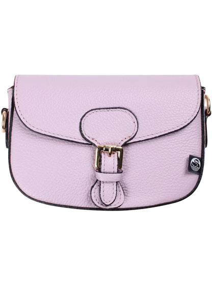 Lyslilla læder skuldertaske lavet af ægte italiensk læder.