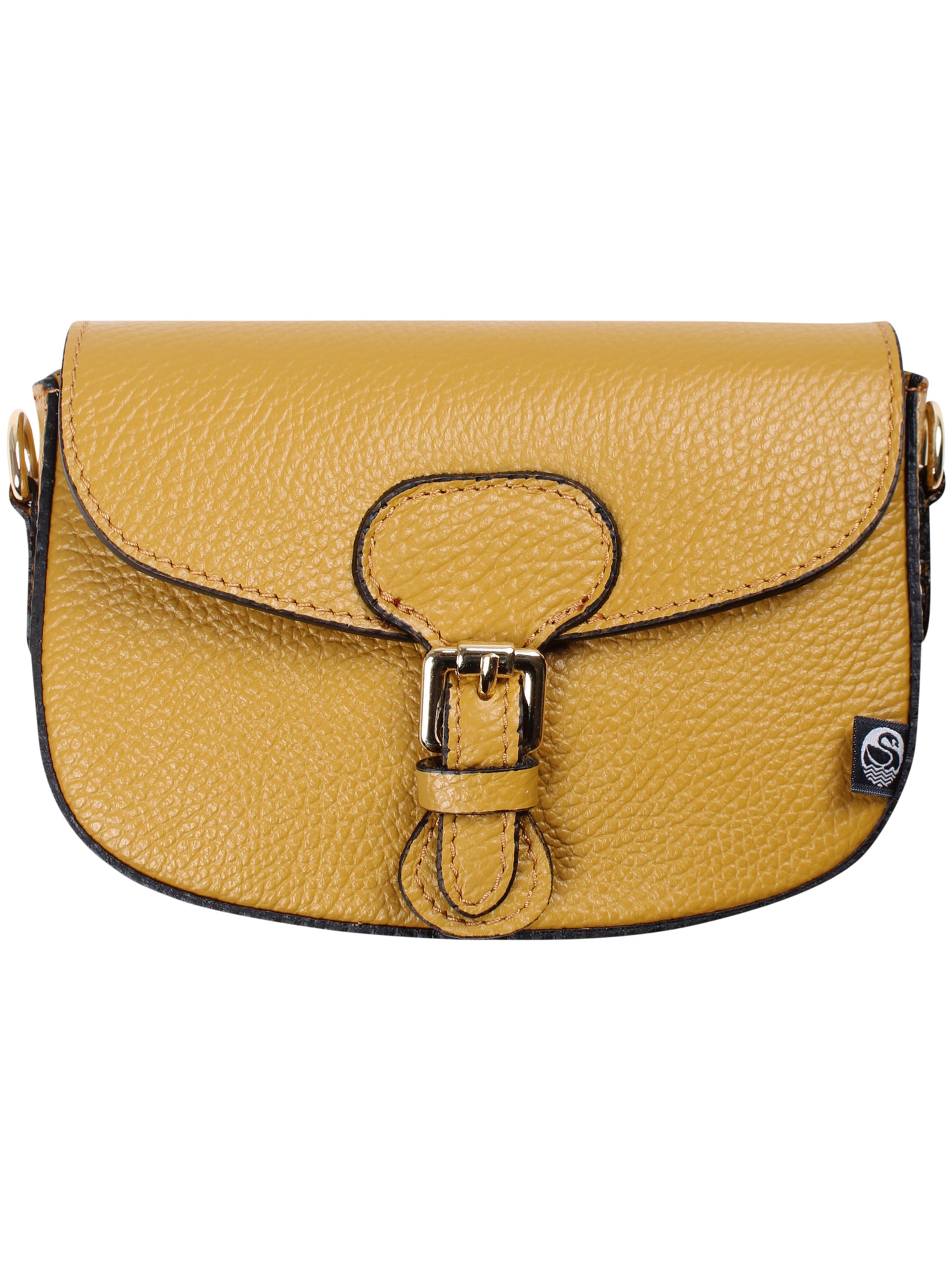 Okker læder skuldertaske lavet af ægte italiensk læder.