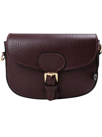 Vinrød læder skuldertaske lavet af ægte italiensk læder.