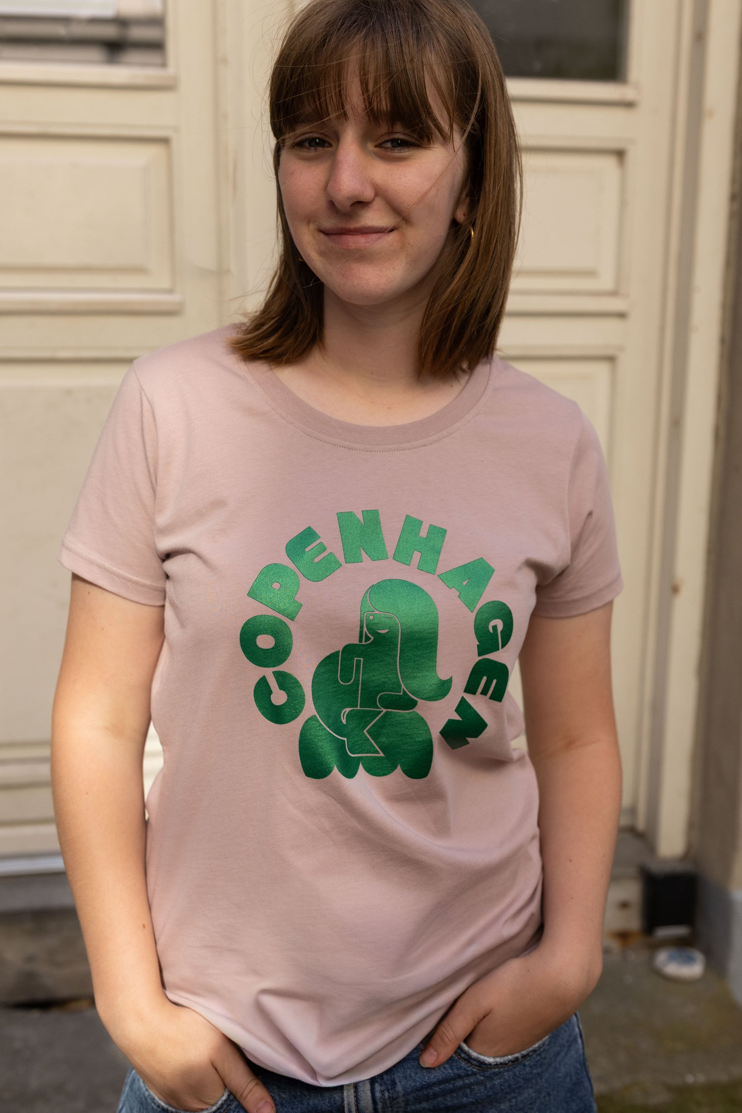 Danecopenhagen Ladies Tee Rose Beige CPH HAVFRUE (GLITTER)