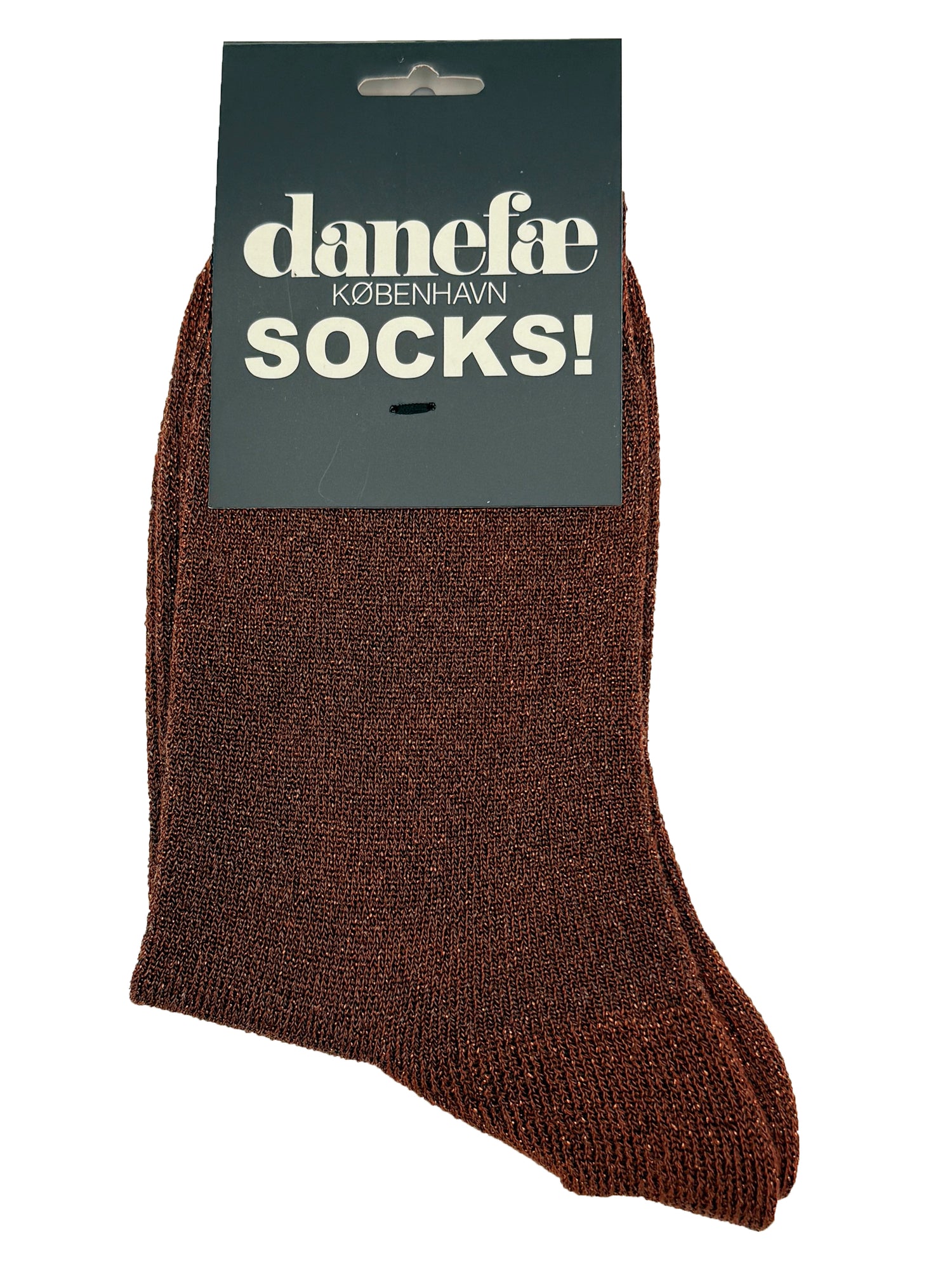 Søde rødbrune sokker med glitter i uldblanding