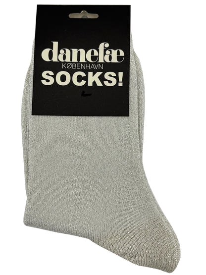 Søde hvide sokker med glitter i uldblanding