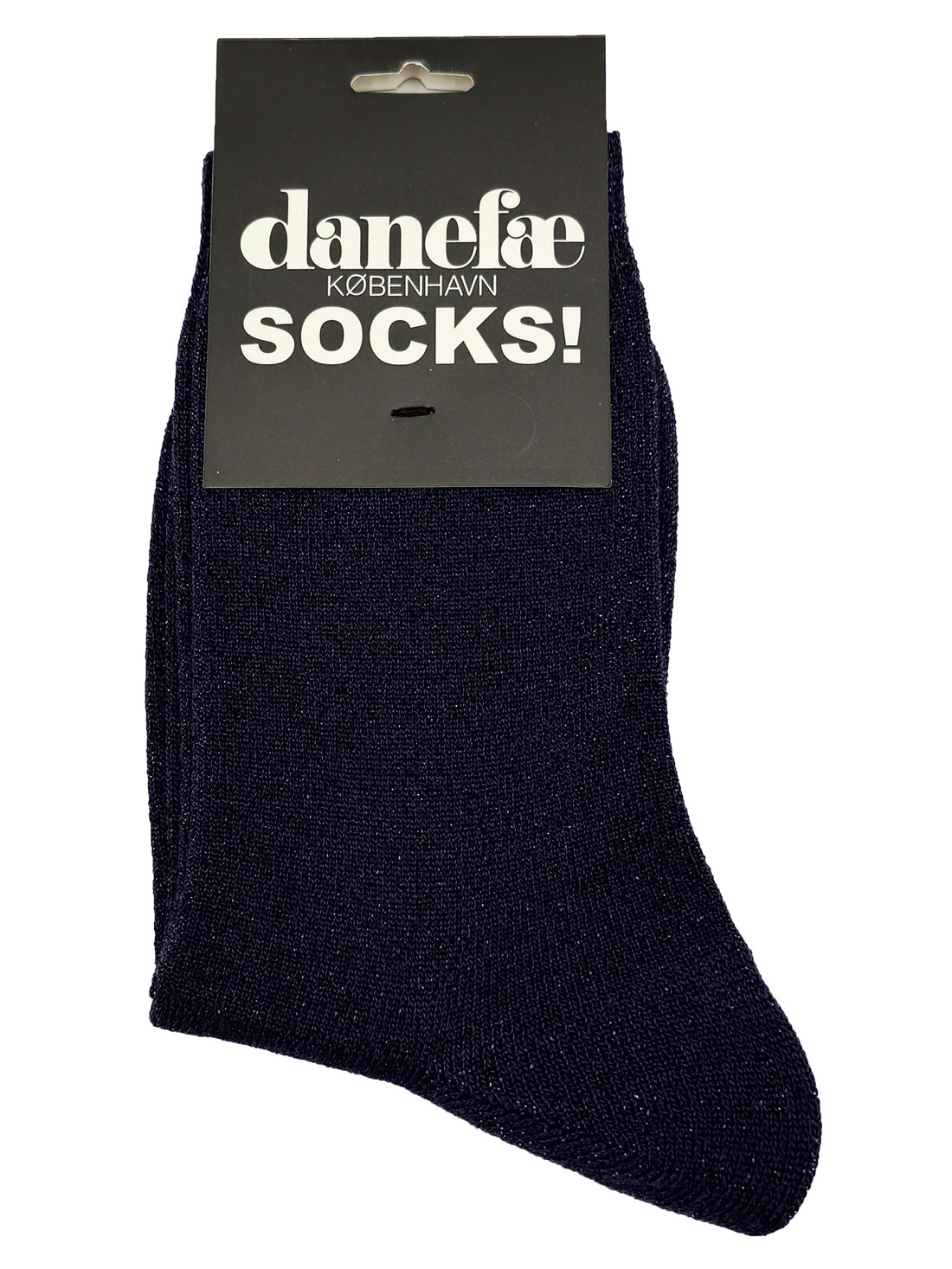 Søde navyblå sokker med glitter i uldblanding