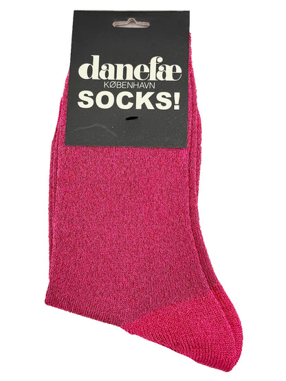 Søde spicy pink sokker med glitter i uldblanding