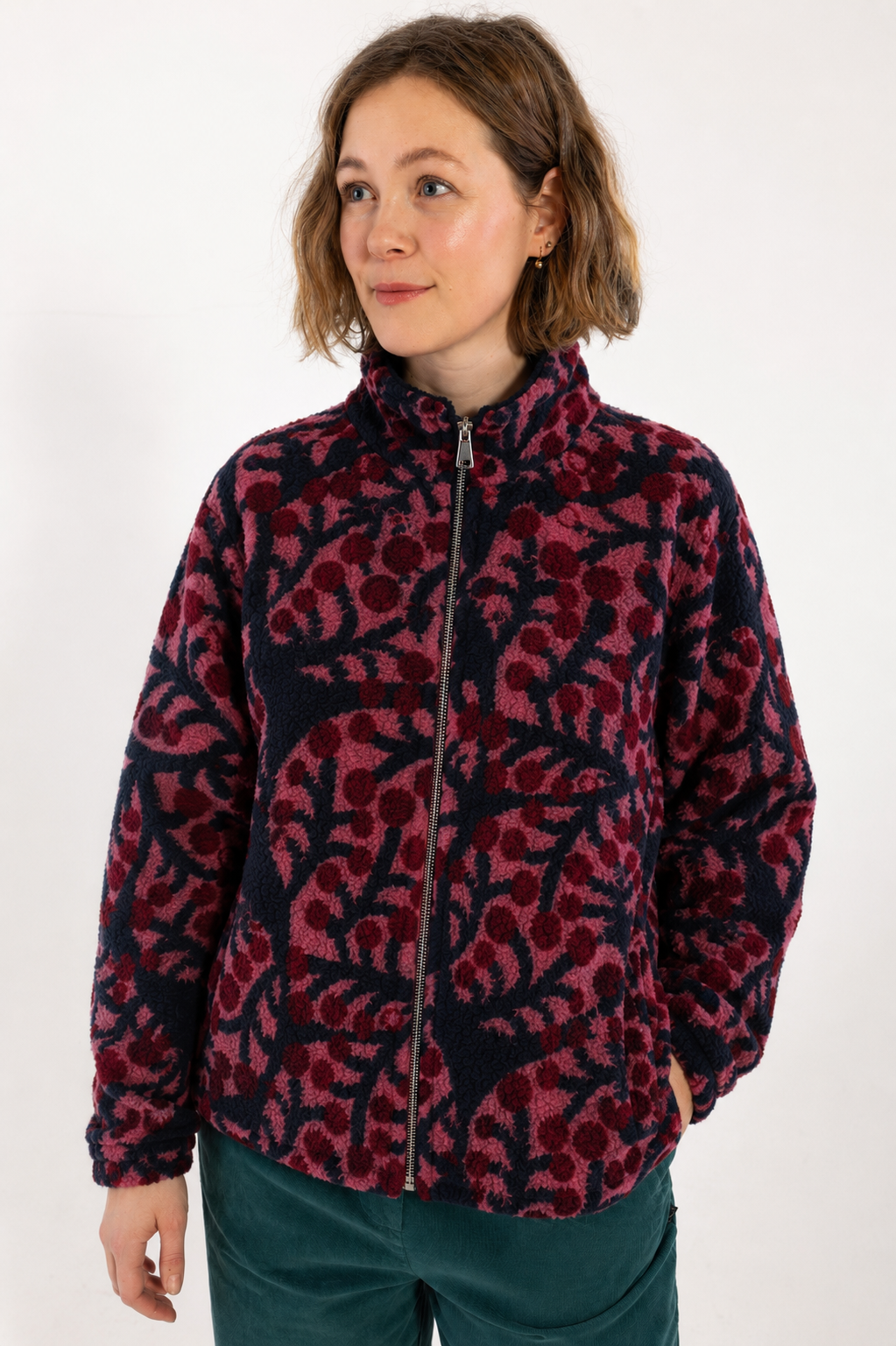 Danedada Wool AOP Zip-Up Soft Cherry MACRO MICRO JUMBO