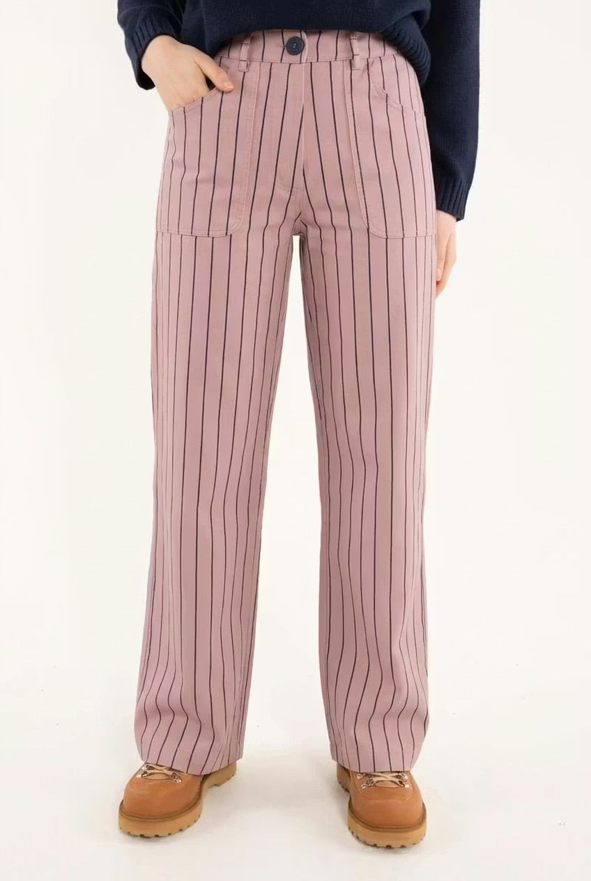 Danedaisy Stretch Canvas Pants Rose/Dk Navy