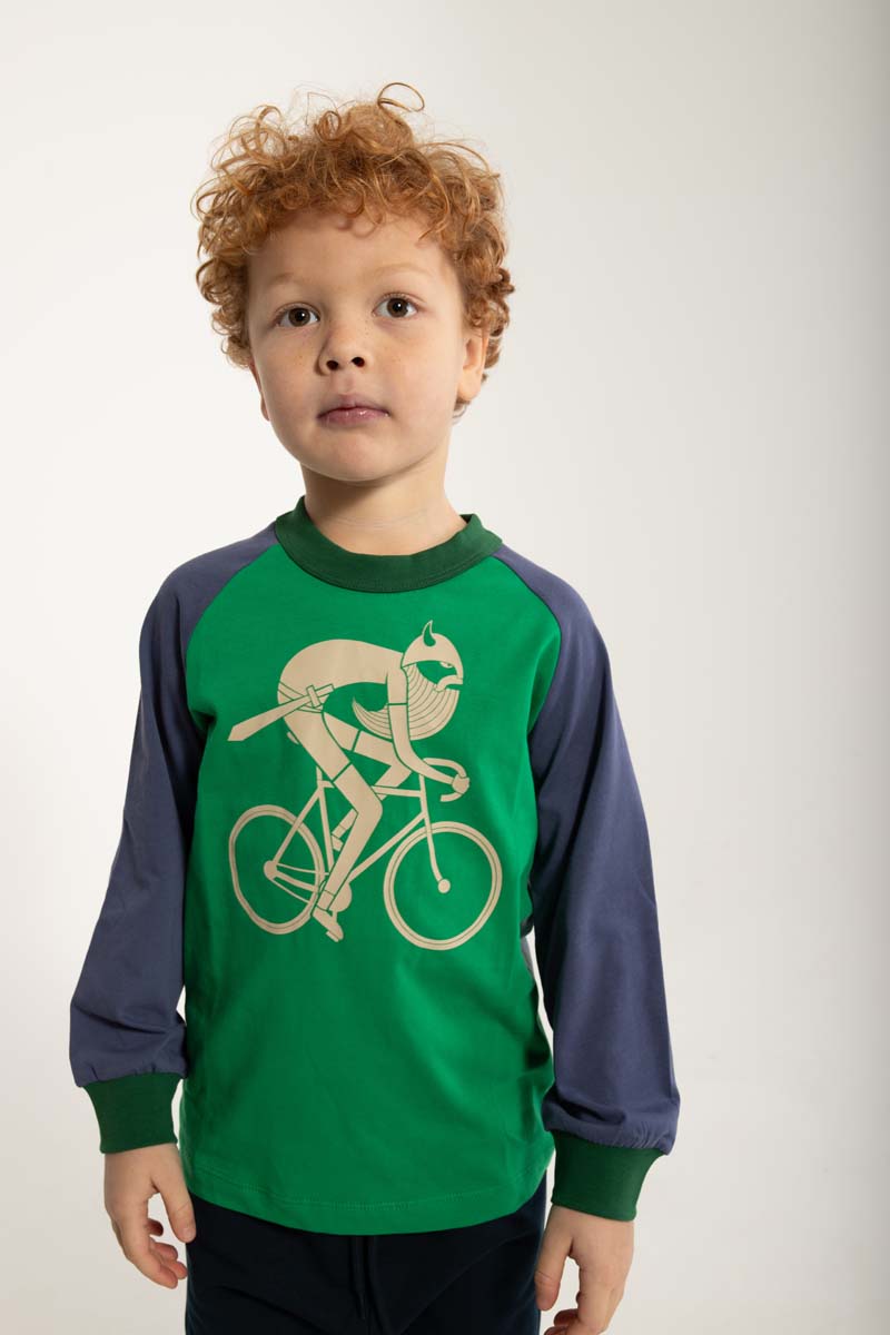 Bluse til børn med viking på cykel 