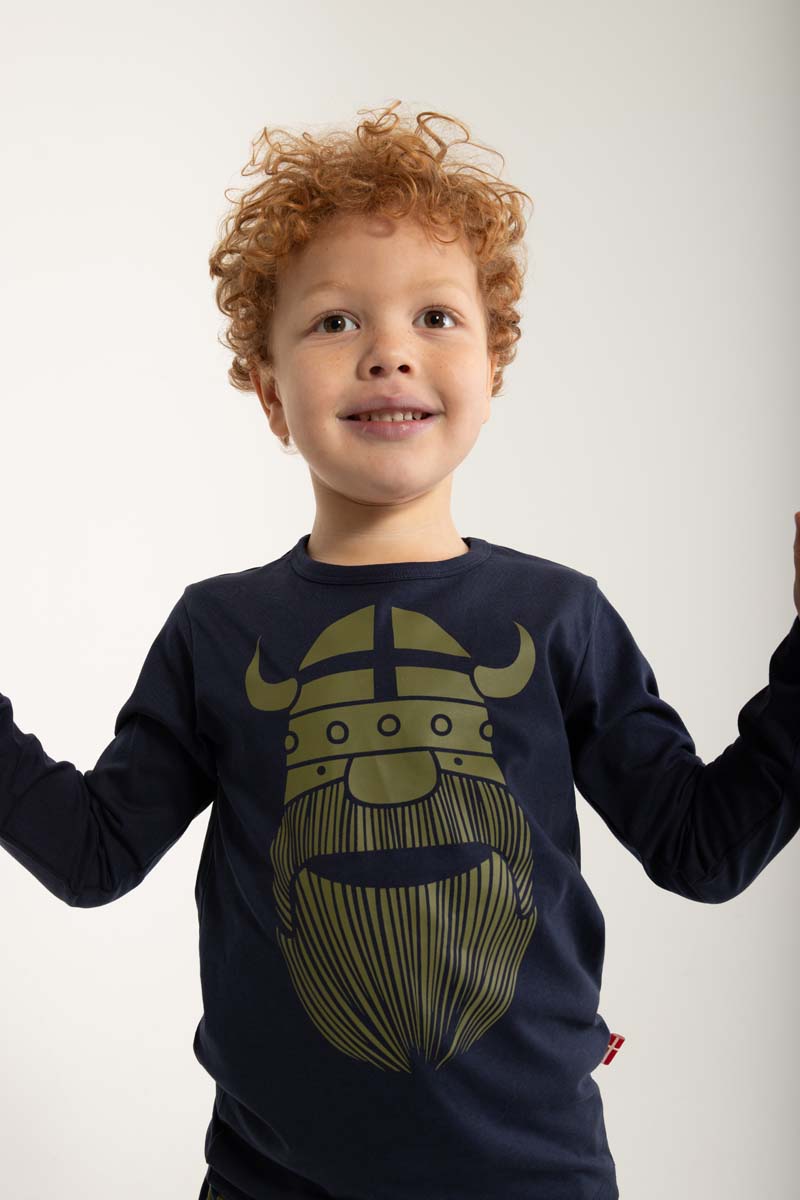 Langærmet bluse til børn med viking