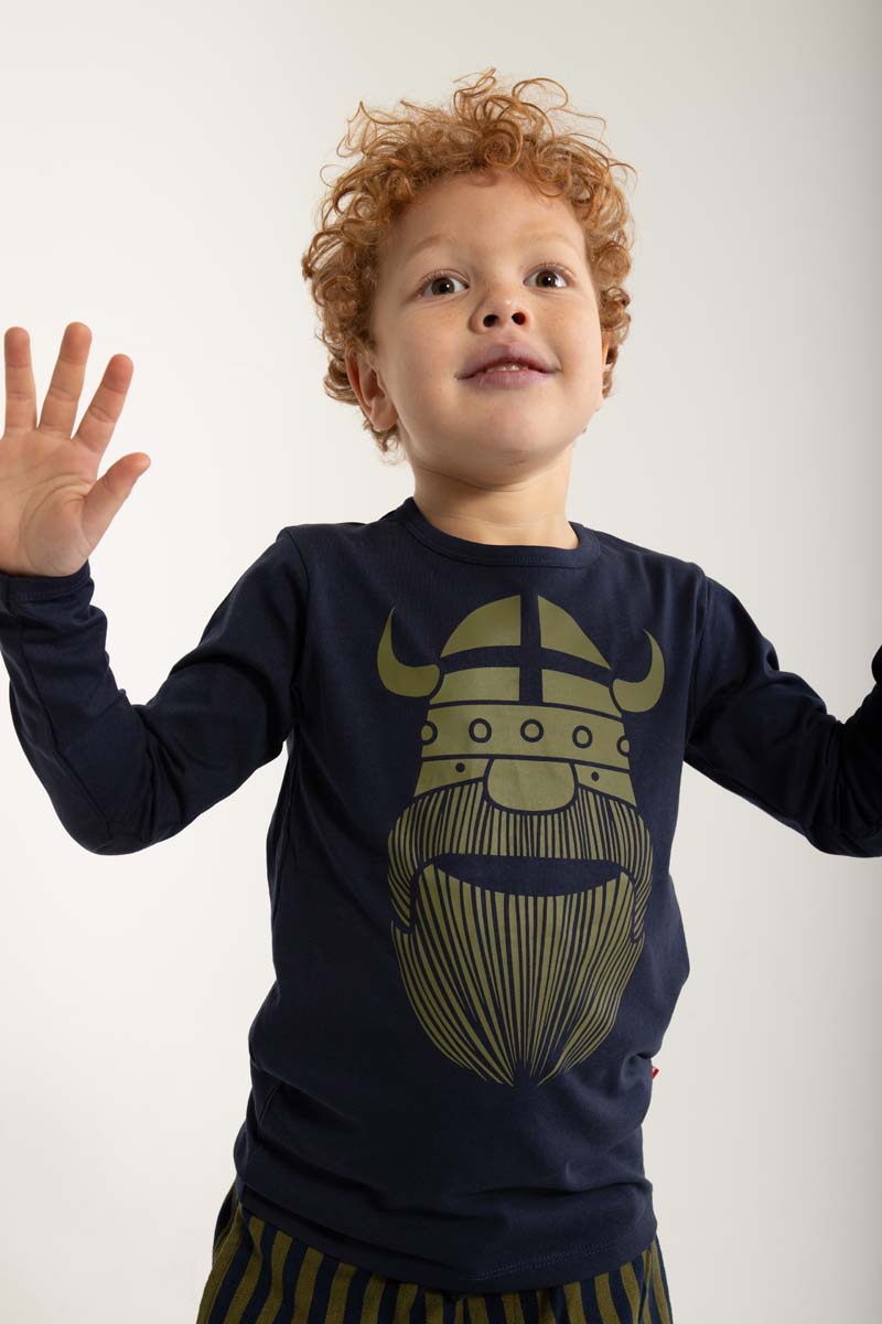 Langærmet bluse til børn med viking