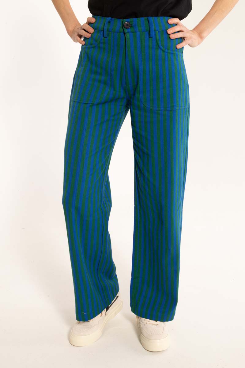 Danedaisy Light Canvas Pants Dark Pine/Deep Blue