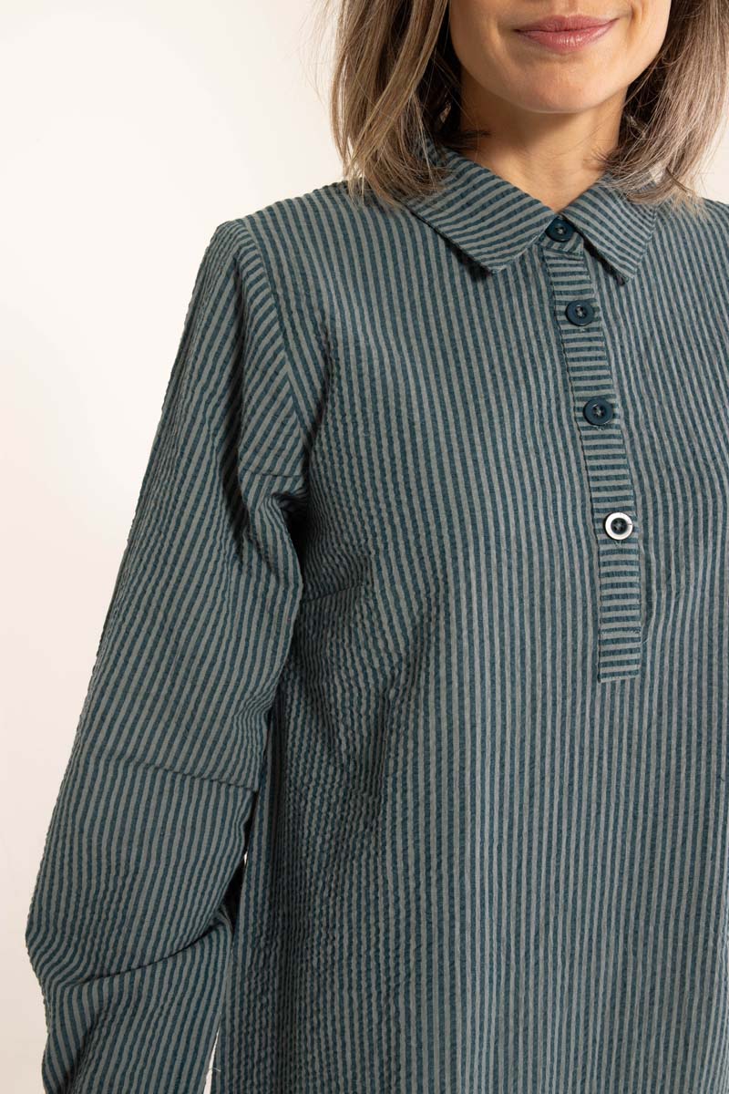 Danecarnation Seersucker Dress Dark Slate/Blue Grey