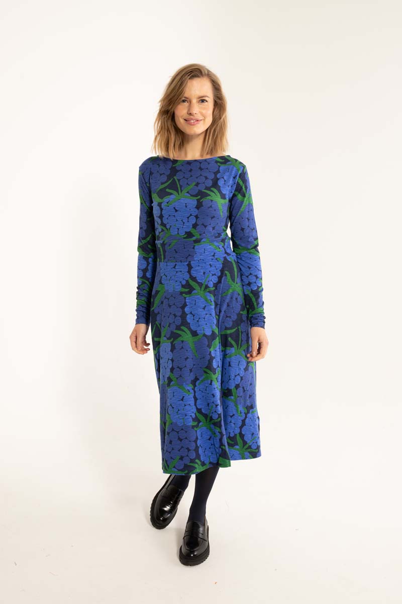 ORGANIC - Danesigrid Viscose Slub Dress Deep Blue MAXIBERRY