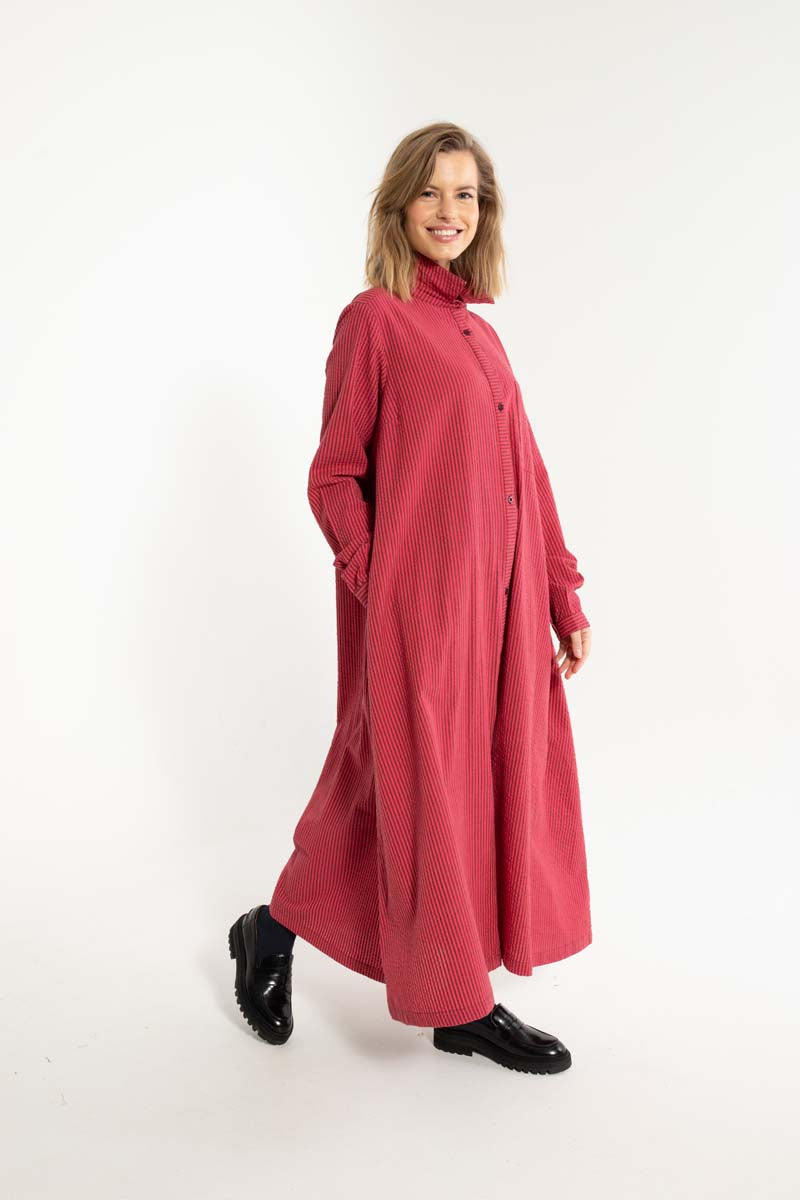 Danapril LS Seersucker Dress Dark Bordeaux/Power Pink