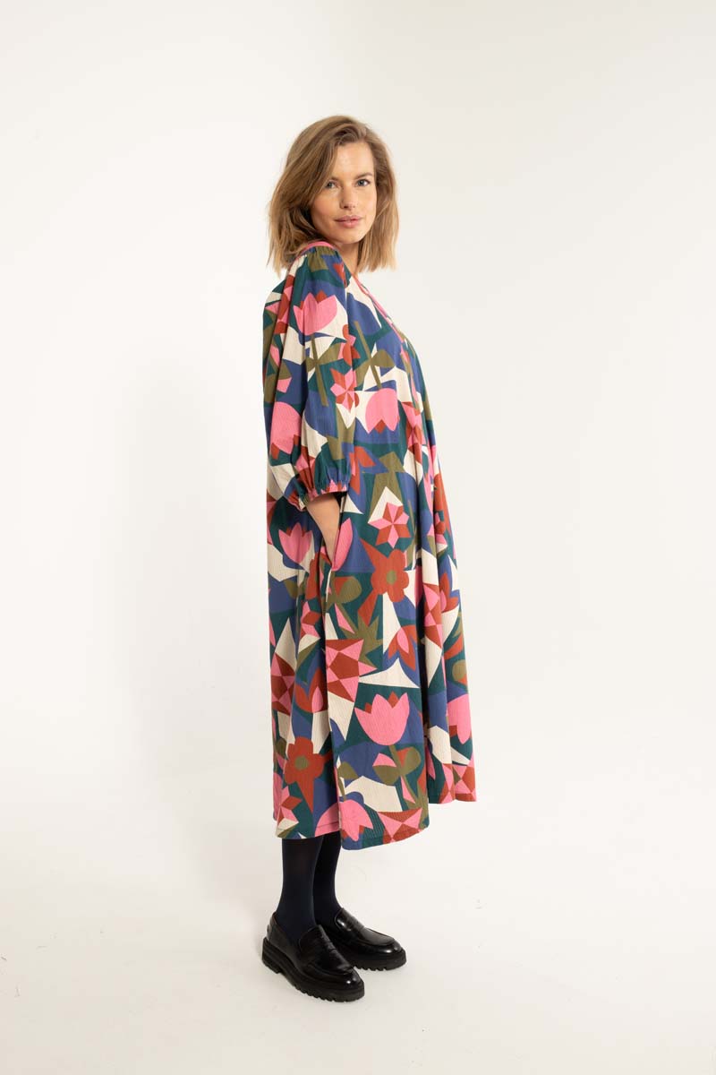 Daniris Seersucker Dress Dark Slate GEOFLEUR