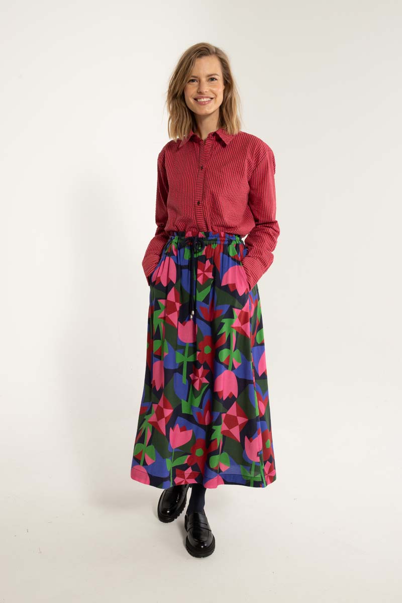 Danespresso Viscose Skirt Dark Navy GEOFLEUR