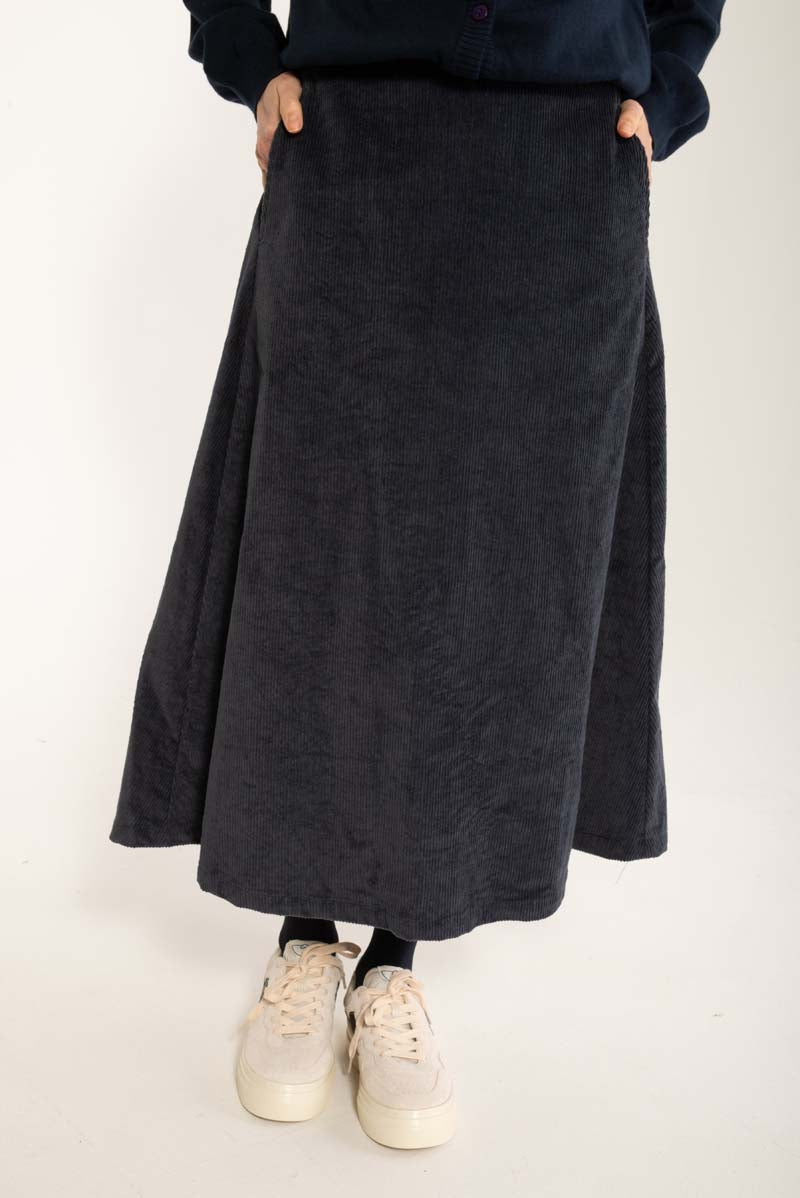 Danebrava Cord Stretch Skirt Dark Navy