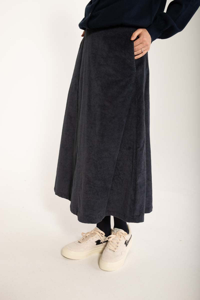 Danebrava Cord Stretch Skirt Dark Navy