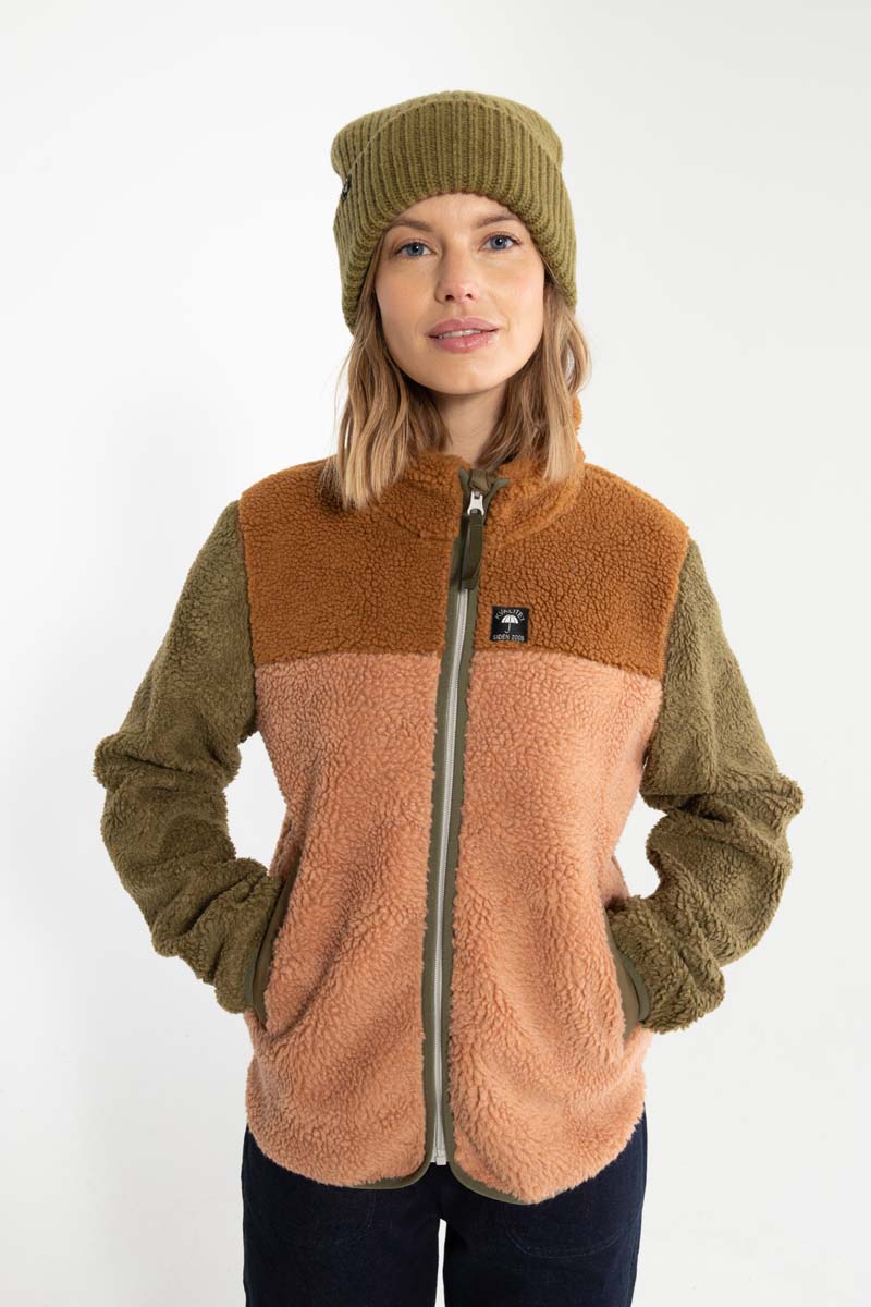 Danebirk Fleece Zip-Up Khaki/Antique Rose TOBACCO