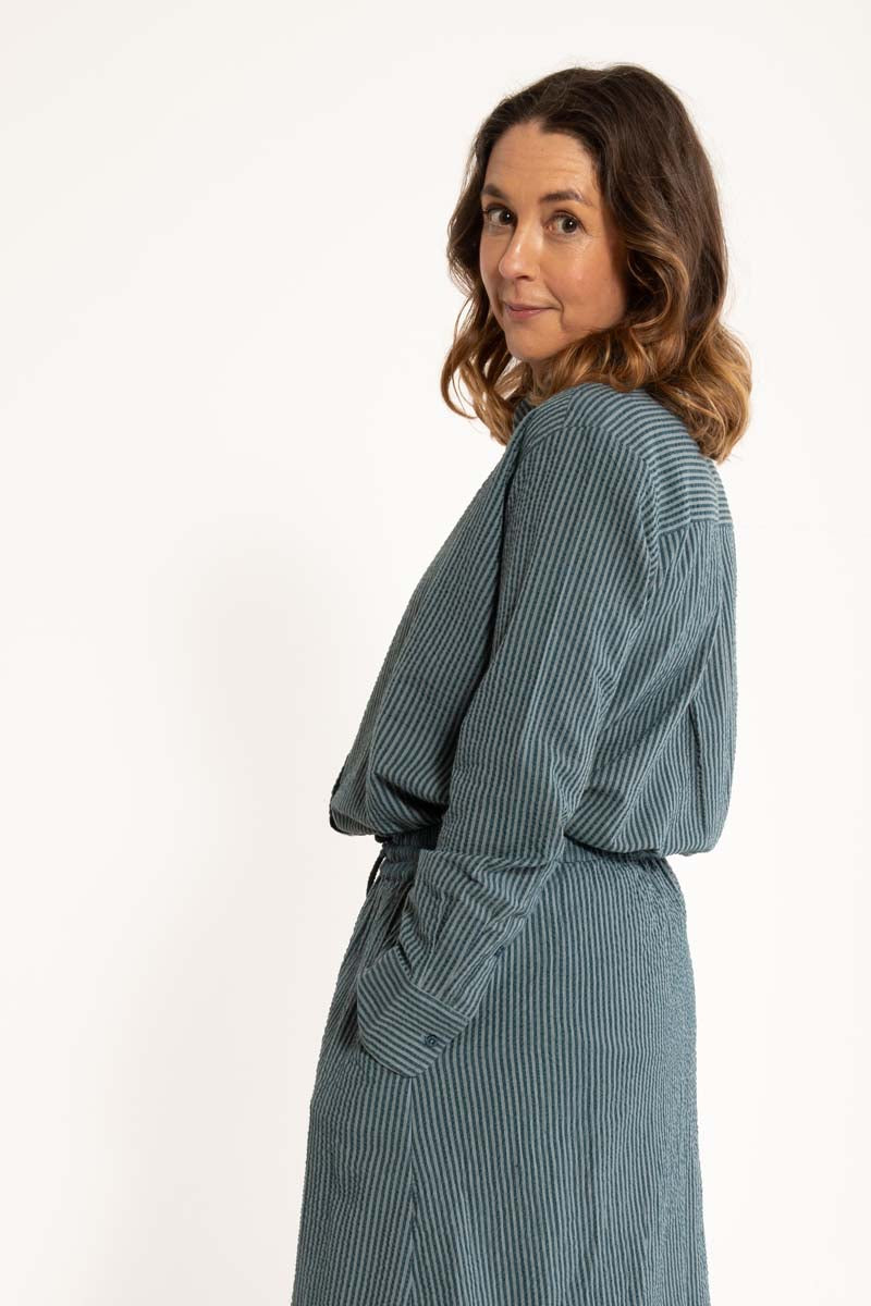 Daneclassic Seersucker Shirt Dark Slate/Blue Grey